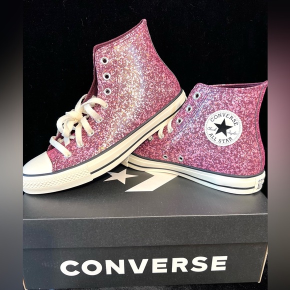 CONVERSE Orchid Abyss/Egret/Black Chuck Taylor All Star Glitter SZ 11 - Picture 11 of 16